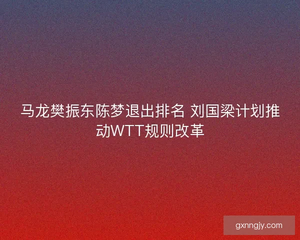 马龙樊振东陈梦退出排名 刘国梁计划推动WTT规则改革